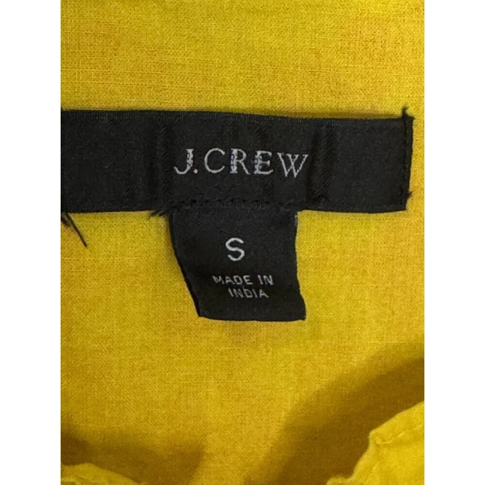 J.Crew Blouse Womens Small Yellow Embroidered Floral Boho Short Sleeve Tunic Top